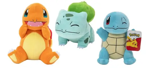 Pokémon - Starter de Démarrage Peluche Salamèche/Bulbizarre/Carapuce 20cm